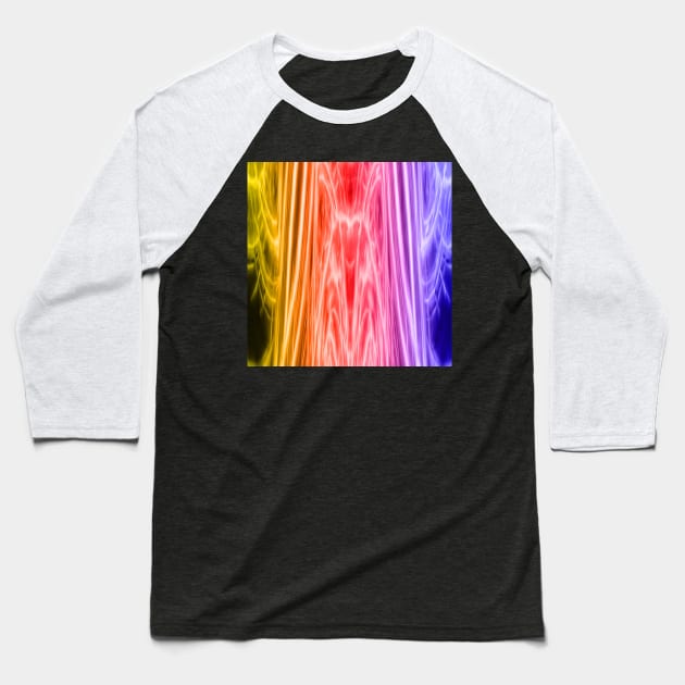 Vibrant rainbow fractal distortion Baseball T-Shirt by hereswendy